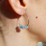 Créoles "Écume" en Aigue marine et Cristal de roche