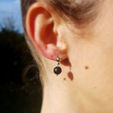 Boucles d'oreilles "Mémoire" en Agate noire