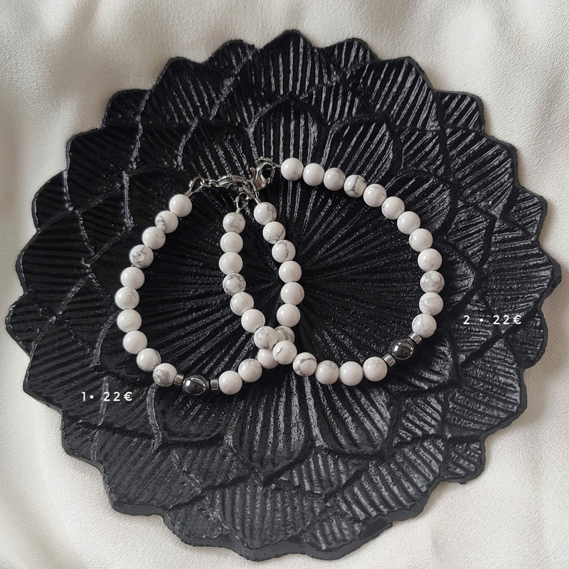 Bracelets "Connexion" Howlite et Hématite