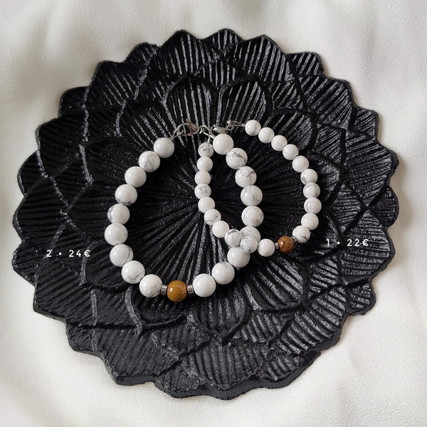Bracelets "Connexion" Howlite et Jaspe Mokaïte