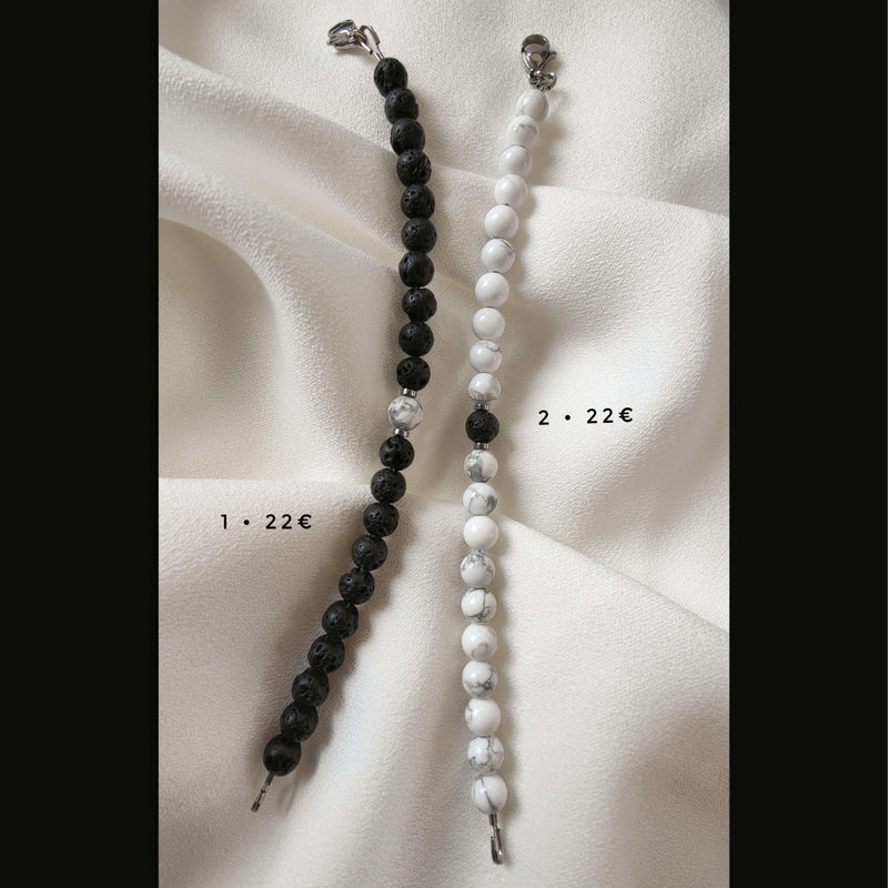 Bracelets "Connexion" en Pierre de lave et Howlite