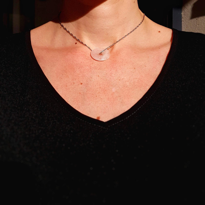 Collier "Douceur" en Quartz rose