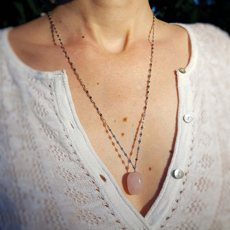 Collier "Idylle" en Quartz rose