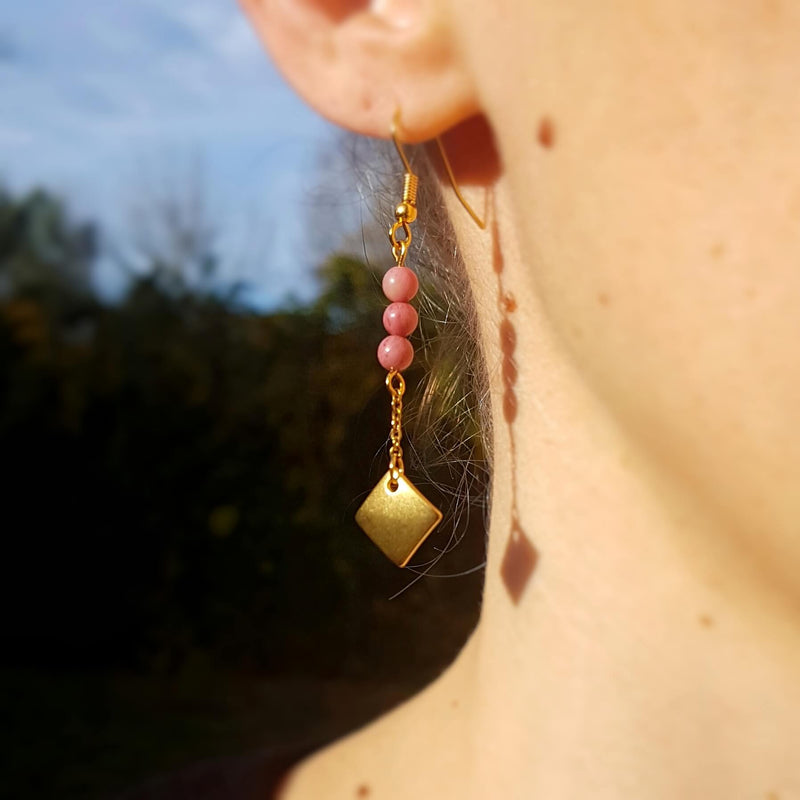 Boucles d'oreilles "Intuition" en Rhodonite