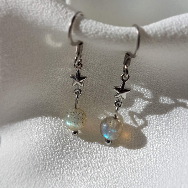 Boucles d'oreilles "La tête dans les étoiles" en Labradorite