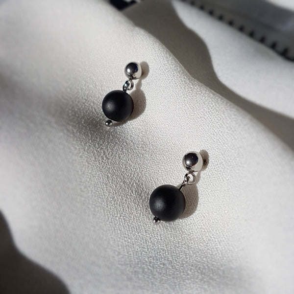 Boucles d'oreilles "Mémoire" en Agate noire