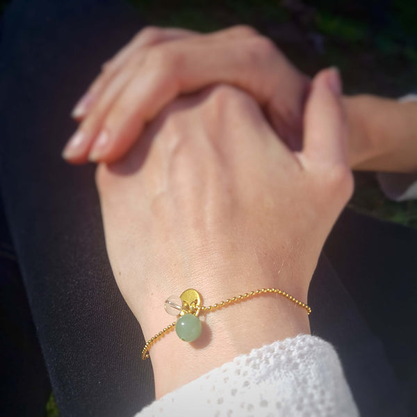 Bracelet "Promenade" en Aventurine et Cristal de roche