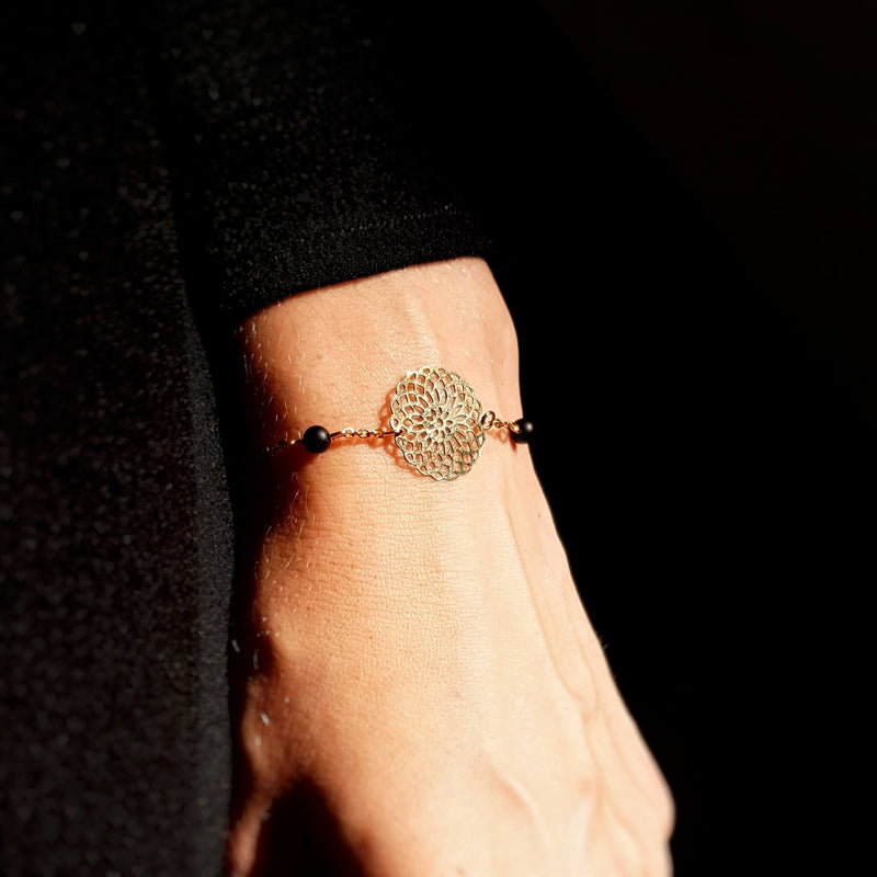 Bracelet "Solaire" en Agate noire