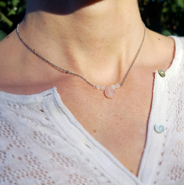 Collier "Tendresse" en Quartz rose