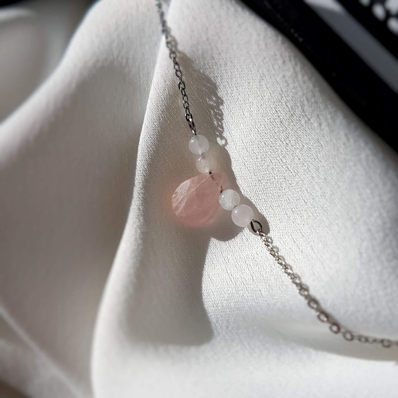 Collier "Tendresse" en Quartz rose