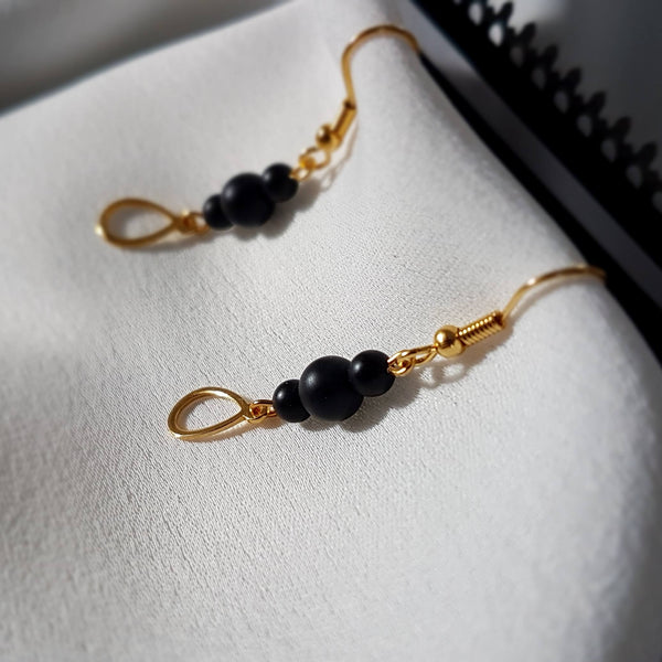 Boucles d'oreilles "Vénus" en Agate noire